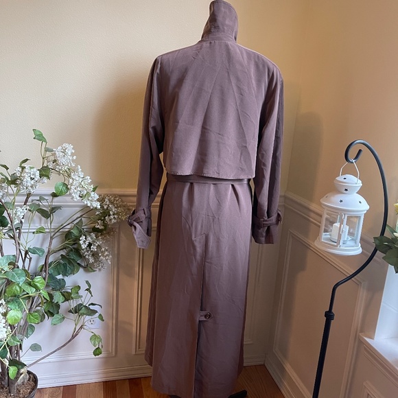 Vintage Women's Utex Design Trench Coat Tan Double Breasted Gingham 4 6 8 Y2K - Picture 6 of 11